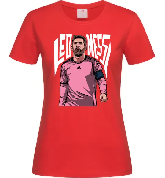 Женская футболка Leo Messi art Красный фото