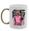 Чашка с цветной ручкой Leo Messi art Золото фото