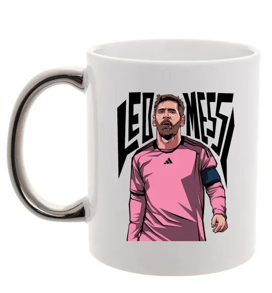 Чашка с цветной ручкой Leo Messi art Серебро фото