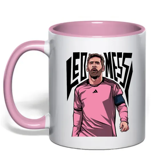 Чашка с цветной ручкой Leo Messi art Нежно розовый фото
