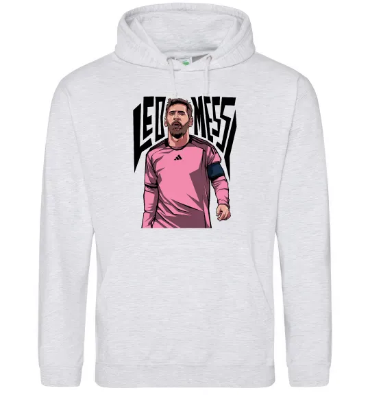 Чоловіча толстовка (худі) Leo Messi art Сірий меланж фото