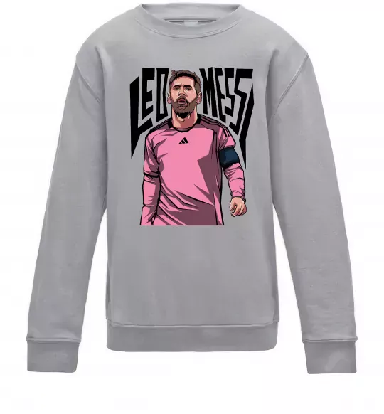 Детский Свитшот Leo Messi art Серый меланж фото