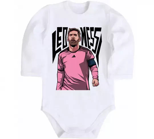 Детский боди Leo Messi art Белый фото