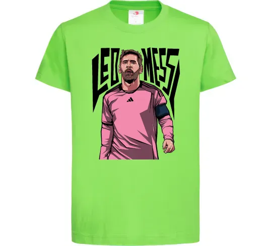 Дитяча футболка Leo Messi art Лаймовий фото