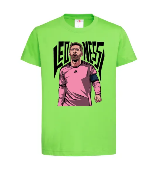Дитяча футболка Leo Messi art Лаймовий фото