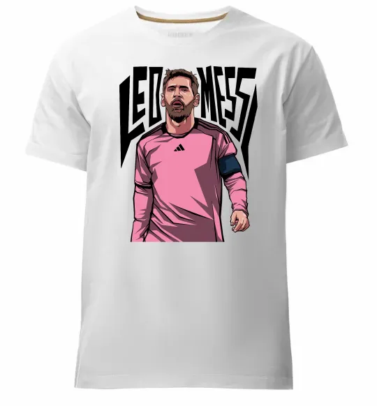 Чоловіча преміум футболка Leo Messi art Білий фото