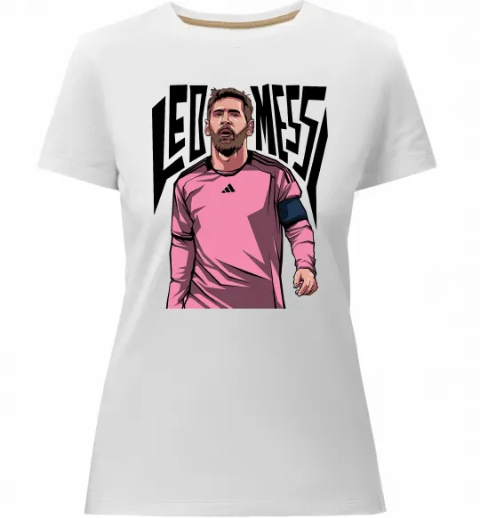 Женская премиум футболка Leo Messi art Белый фото