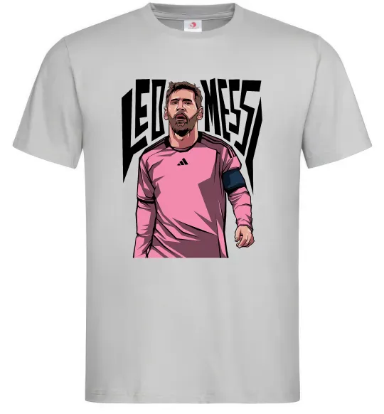 Мужская футболка Leo Messi art Серый фото