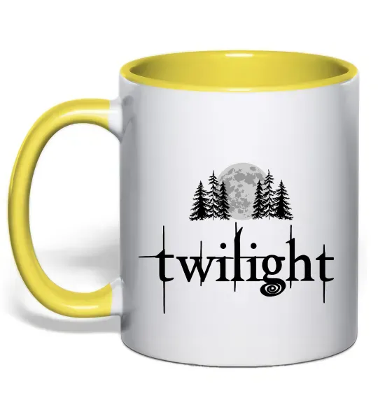 Чашка с цветной ручкой Twilight moon Солнечно желтый фото