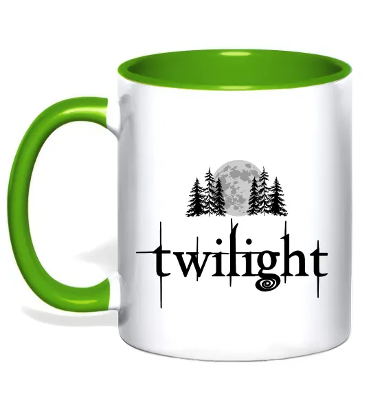 Чашка с цветной ручкой Twilight moon Лаймовый фото