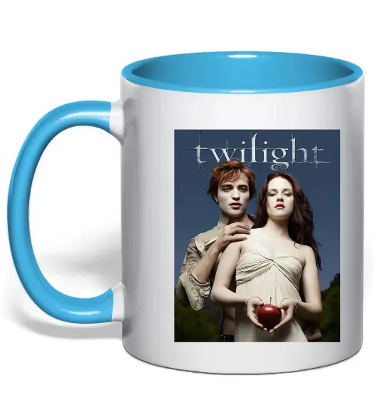 Чашка с цветной ручкой Сутінки Едвард та Белла Голубой фото