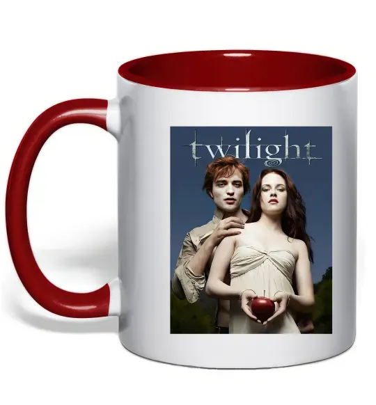 Чашка с цветной ручкой Сутінки Едвард та Белла Красный фото