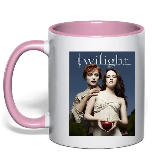 Чашка с цветной ручкой Сутінки Едвард та Белла Нежно розовый фото