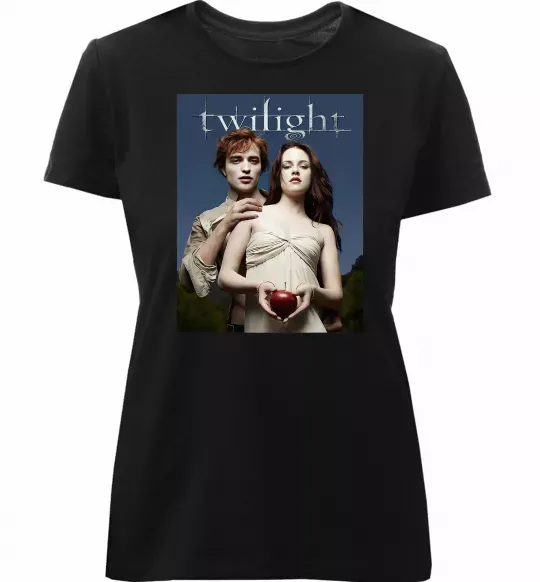 Жіноча преміум футболка Сутінки Едвард та Белла Чорний фото