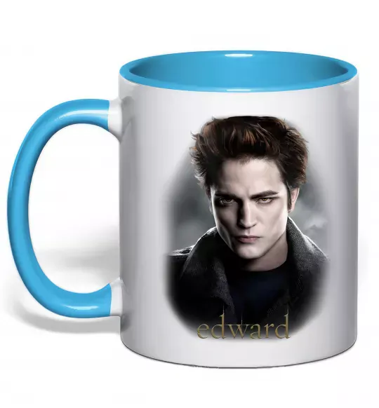 Чашка з кольоровою ручкою Едвард Сутінки Блакитний фото