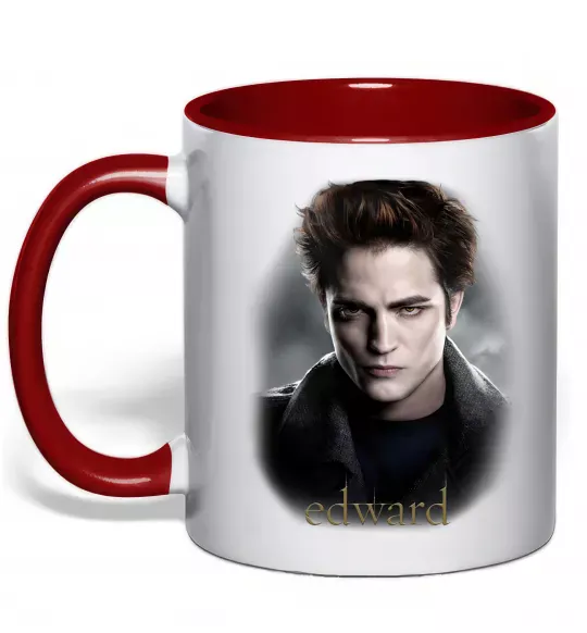 Чашка з кольоровою ручкою Едвард Сутінки Червоний фото