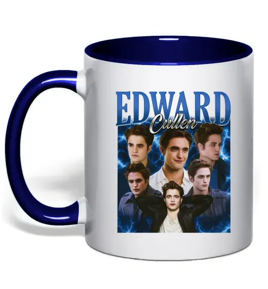 Чашка с цветной ручкой Edward Cullen колаж Глубокий темно-синий фото