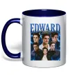 Чашка с цветной ручкой Edward Cullen колаж Глубокий темно-синий фото