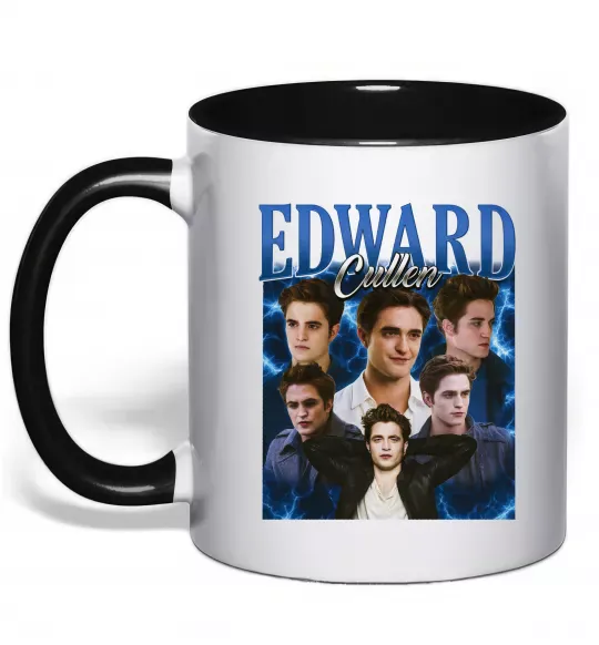 Чашка с цветной ручкой Edward Cullen колаж Черный фото