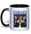 Чашка с цветной ручкой Edward Cullen колаж Черный фото