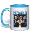 Чашка с цветной ручкой Edward Cullen колаж Голубой фото