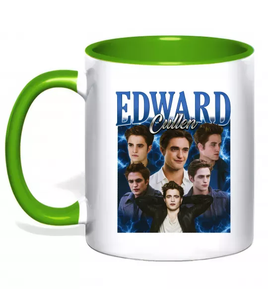 Чашка с цветной ручкой Edward Cullen колаж Зеленый фото