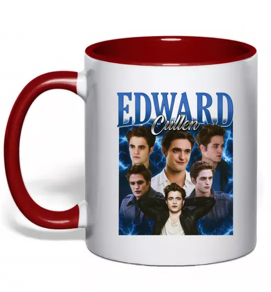 Чашка с цветной ручкой Edward Cullen колаж Красный фото
