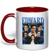 Чашка с цветной ручкой Edward Cullen колаж Красный фото