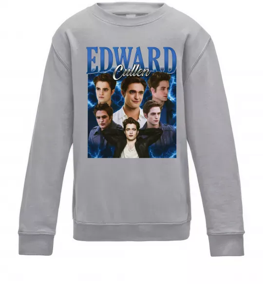 Детский Свитшот Edward Cullen колаж Серый меланж фото