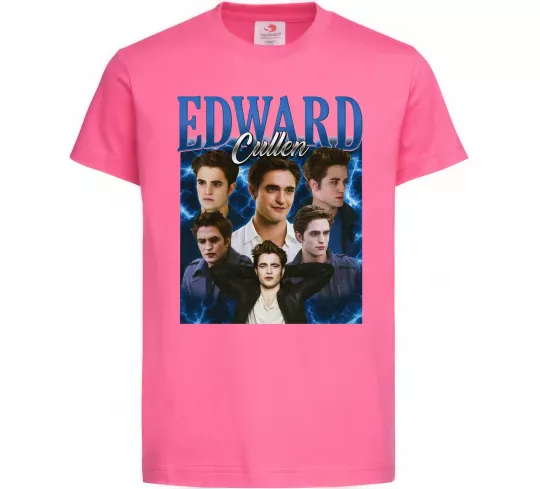 Детская футболка Edward Cullen колаж Ярко-розовый фото