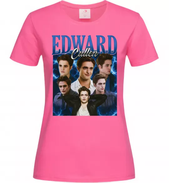 Женская футболка Edward Cullen колаж Ярко-розовый фото