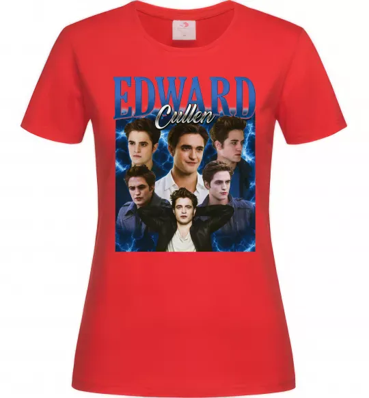 Женская футболка Edward Cullen колаж Красный фото