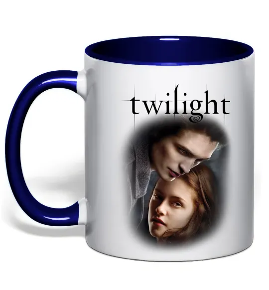 Чашка з кольоровою ручкою Едвард та Белла Глибокий темно-синій фото