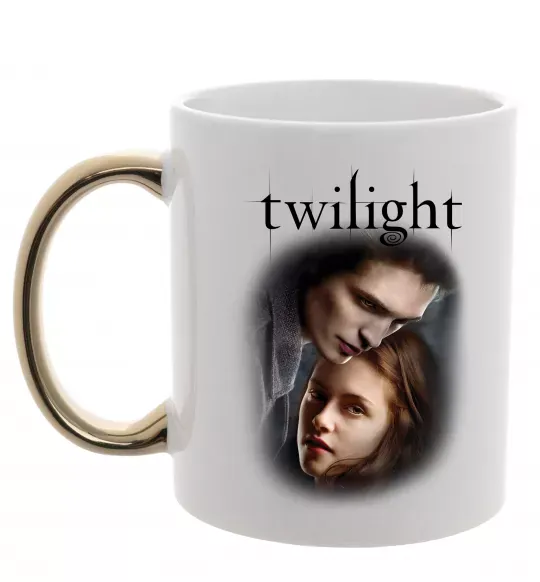 Чашка з кольоровою ручкою Едвард та Белла Золото фото