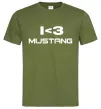 Мужская футболка I love Mustang Оливковый фото