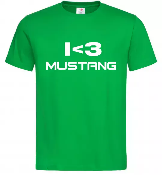 Мужская футболка I love Mustang Зеленый фото