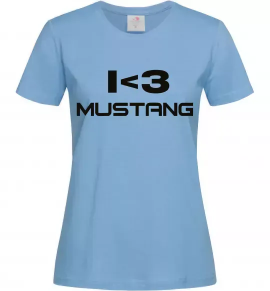 Женская футболка I love Mustang Голубой фото