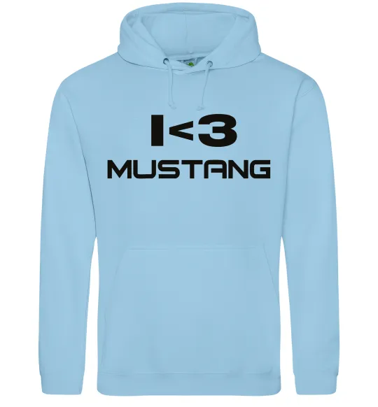 Мужская толстовка (худи) I love Mustang Голубой фото