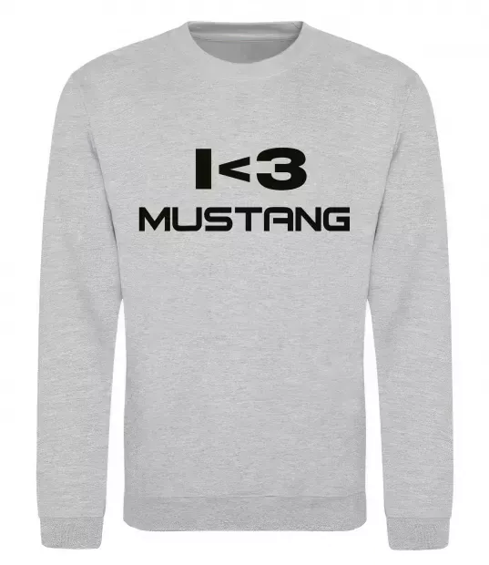 Свитшот I love Mustang Серый меланж фото