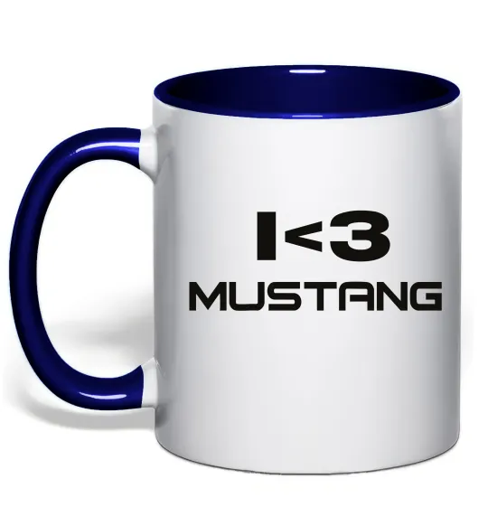 Чашка с цветной ручкой I love Mustang Глубокий темно-синий фото