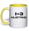 Чашка с цветной ручкой I love Mustang Лимонный фото