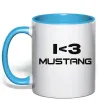 Чашка с цветной ручкой I love Mustang Голубой фото