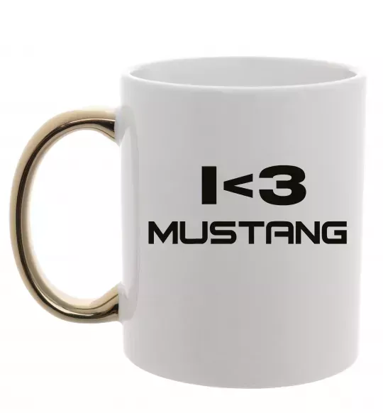 Чашка с цветной ручкой I love Mustang Золото фото