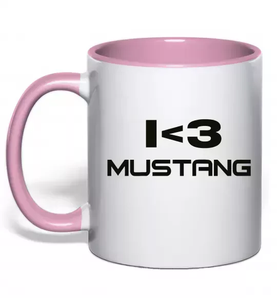 Чашка с цветной ручкой I love Mustang Нежно розовый фото