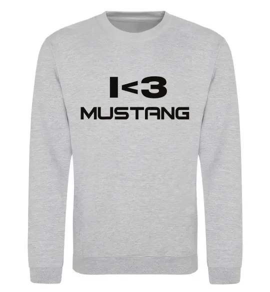 Свитшот I love Mustang Серый меланж фото