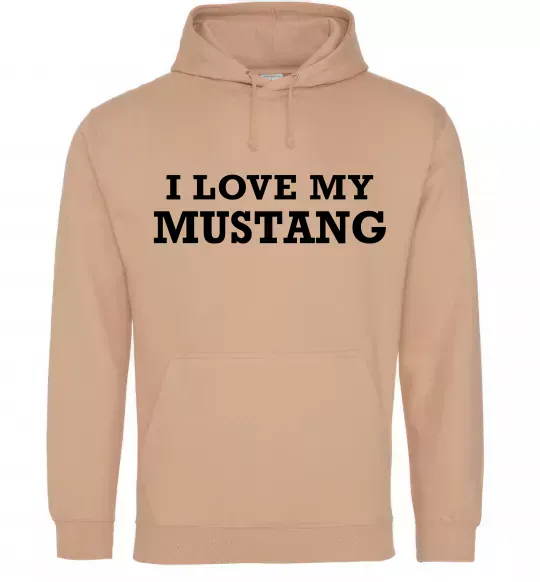 Женская толстовка (худи) I love my Mustang Песочный фото