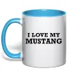 Чашка с цветной ручкой I love my Mustang Голубой фото