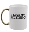 Чашка с цветной ручкой I love my Mustang Золото фото
