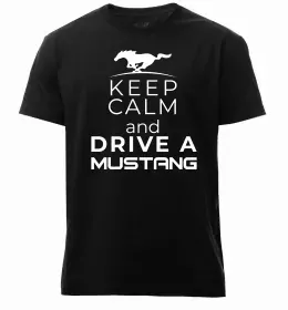 Мужская премиум футболка Real men drive Mustang Черный фото