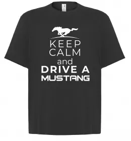 Футболка Оверсайз Real men drive Mustang Черный фото